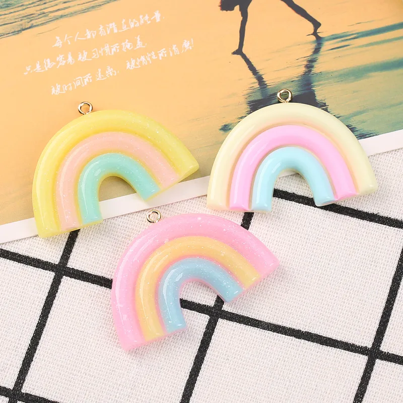 15pcs/lot 45*28MM Cute Multicolor Rainbow Flatback Resin Cabochons Parts for Jewelry DIY Decoration Scrapbooking Crafts | Дом и сад