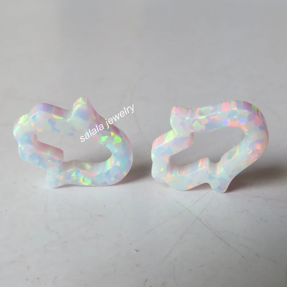 50 шт./лот 11x13 мм Хамса Опал белый огонь полые искусственный опал руки и кольцо для