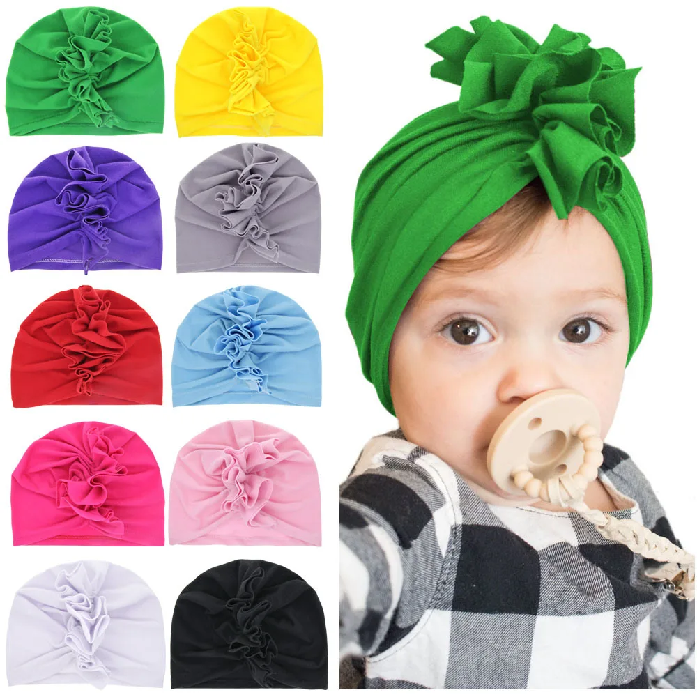 

Nishine Baby Turban Hat Chicken Crown Children Caps Cotton Blend Newborn Beanie Top Knot Kids Photo Props Baby Shower Gift