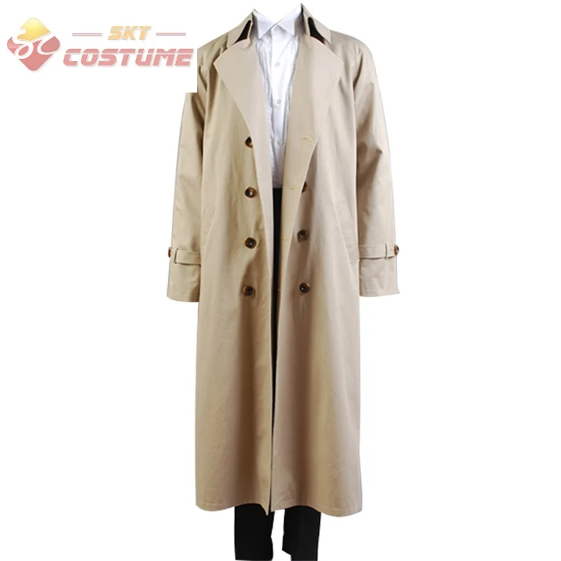 Supernatural Castiel Twill Trench Coat Cosplay Costume
