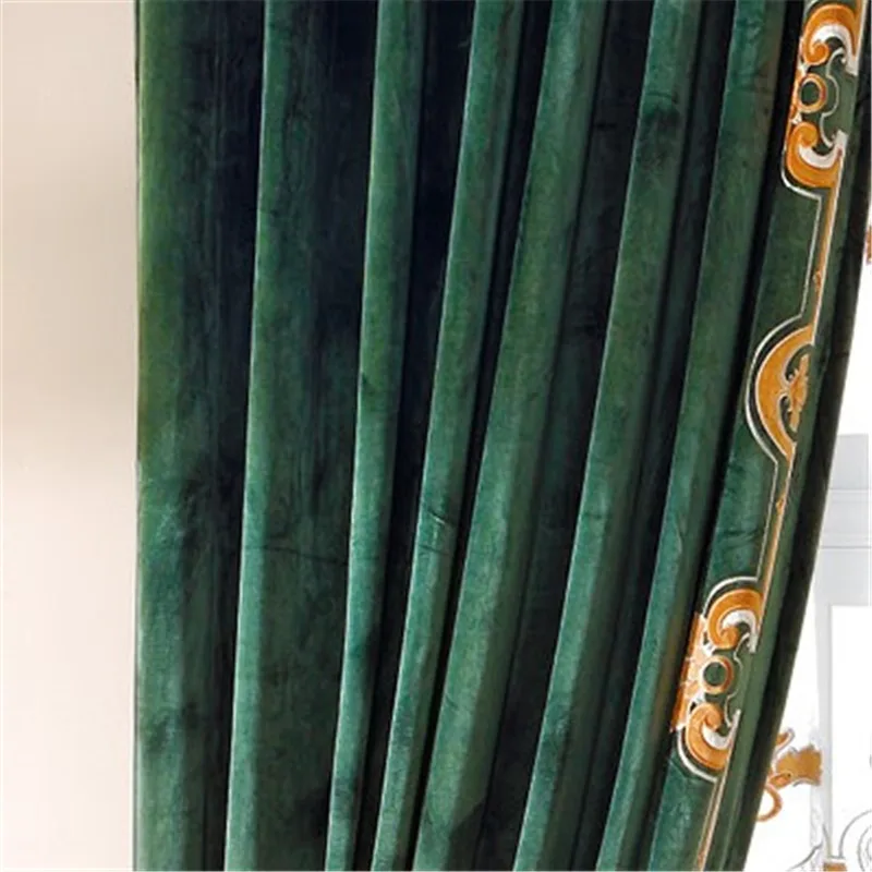 Cloth Curtain Зеленые бархатные жаккардовые затемненные шторы в европейском стиле для гостиной, качественные виллы, Заказные шторы для спальни/отеля - Цвет: Cloth Curtain