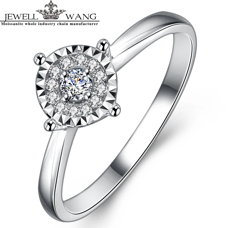 Кольцо из белого золота 18 К с бриллиантами и эффектом 1 карат|ring 18k|ring forrings for women |