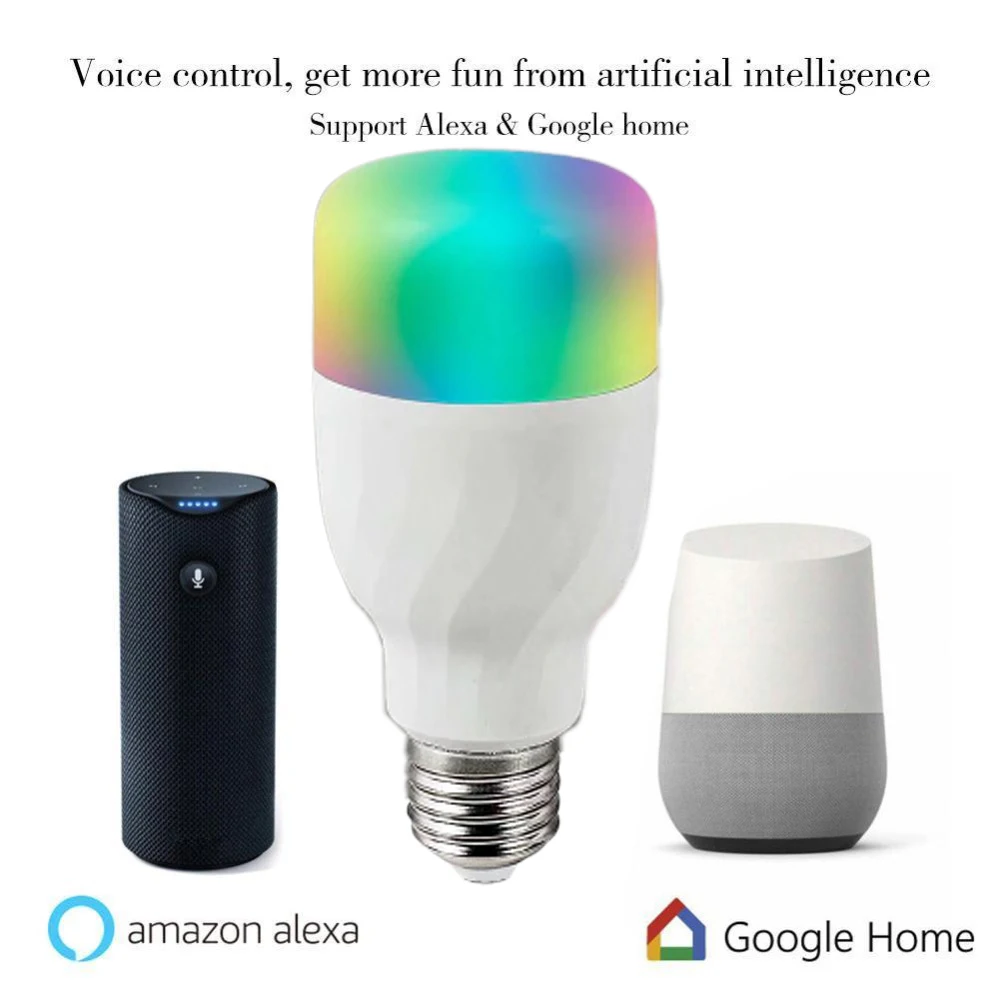 E27 Smart Wifi LED Bulb Colorful Remote Control RGBW Light Lamp for Amazon Alexa Google Home Tuya | Освещение