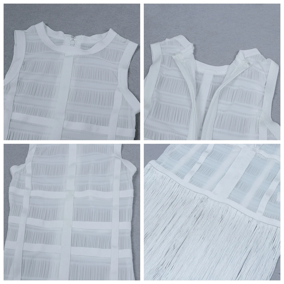 2020 летнее платье с круглым вырезом и без рукавов белого цвета длинной бахромой