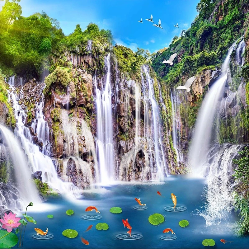 Настенная 3D фотобумага с изображением моста пейзажа водопада природного обои