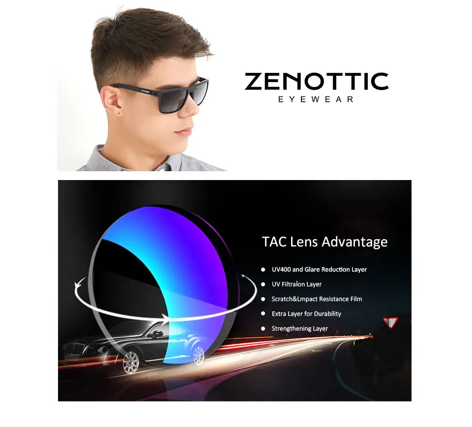 ZENOTTIC, высокое качество, мужские солнцезащитные очки,, поляризационные, Ретро стиль, TR90, большие, квадратные, негабаритные, солнцезащитные очки, большие, крутые, UV400, BT6204