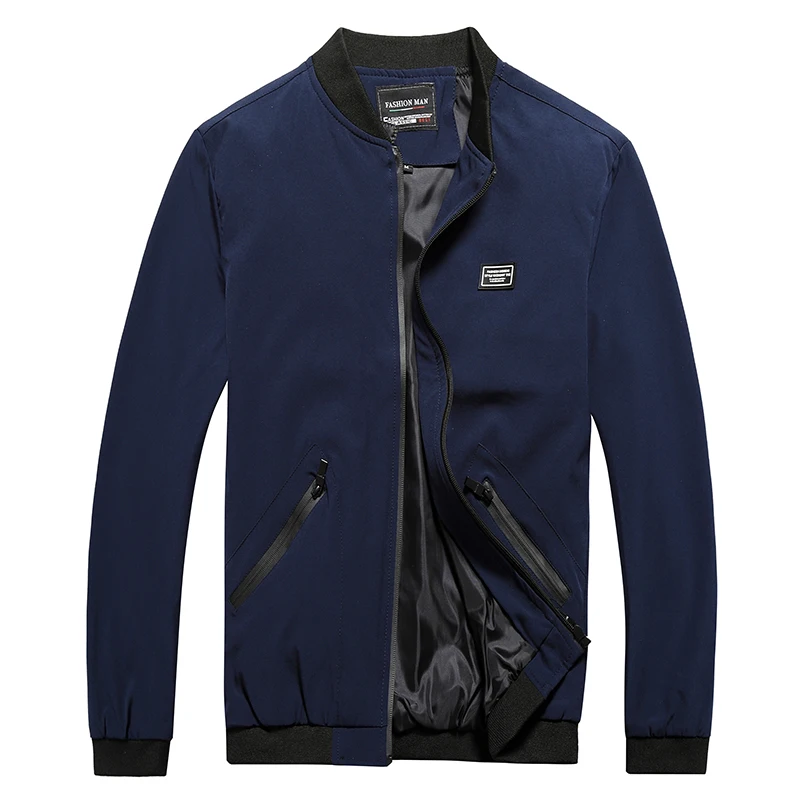 

Men Baggy M-8XL Big Size Thin Jacket Spring Autumn Casual Zipper Solid Windbreaker Streetwear Varsity Coat For Male Stand Collar