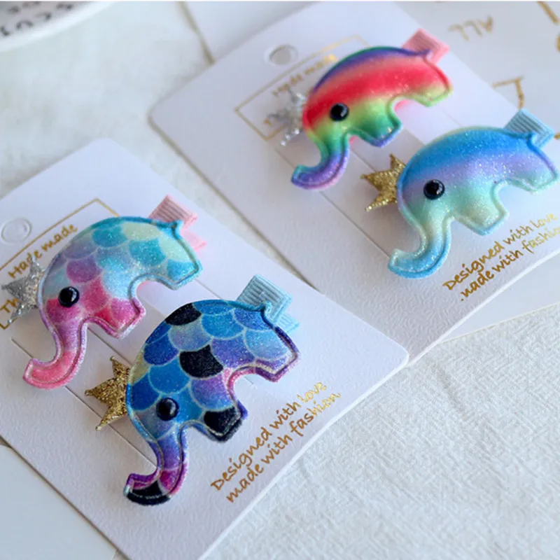 10 шт./партия цветная заколка для волос с изображением слона девочек Золотая и