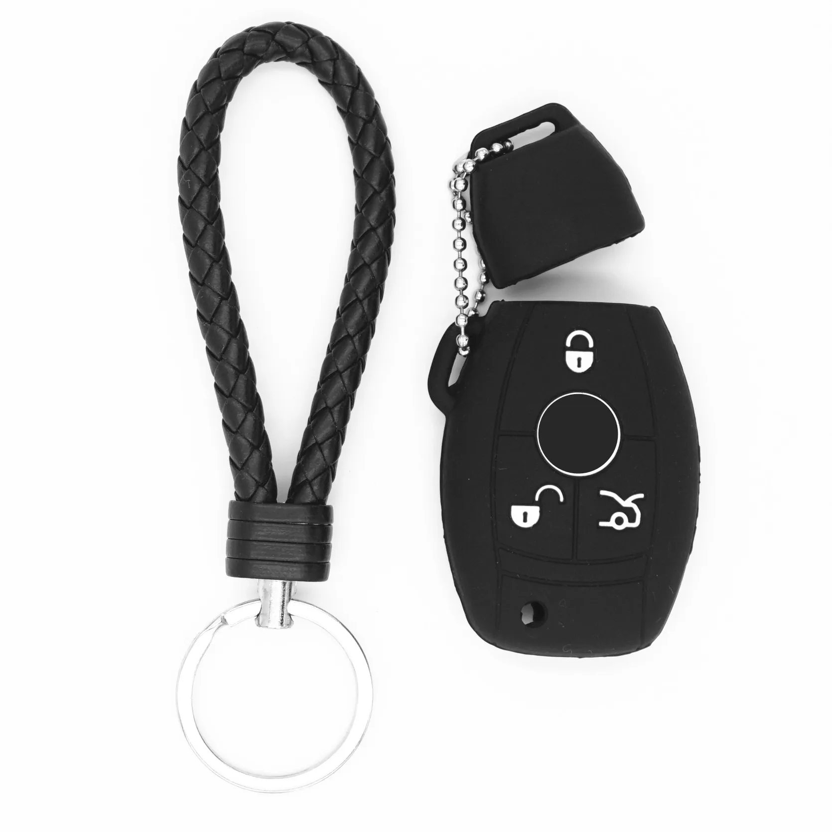 WFMJ Black Silicone Remote Smart 3 Buttons Key Holder Chain Cover Fob For Mercedes-Benz A B C E S G R CLA SLK CL ML CLK Class | Автомобили