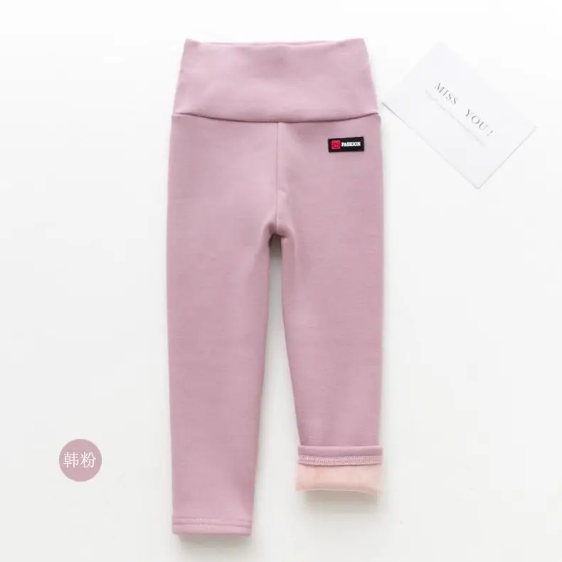 Pink Высококачественные штаны для девочек, зимняя одежда для маленьких девочек, прямые штаны, детские теплые леггинсы для девочек, детские штаны - Цвет: Pink