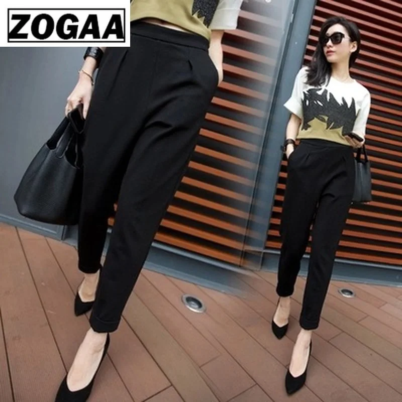 ZOGGA/однотонные обтягивающие строгие женские брюки до щиколотки хлопковые