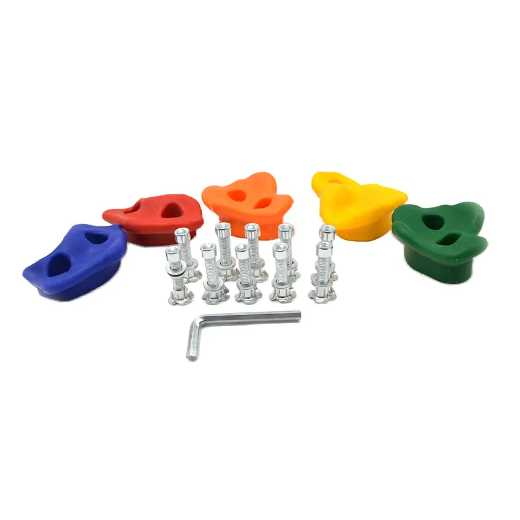 

5pcs Climbing Stone Rocks with Metal Hardware Screw Set Hand Feet Holds Grip for Children Outdoor Climbing Game Fun Play Toy