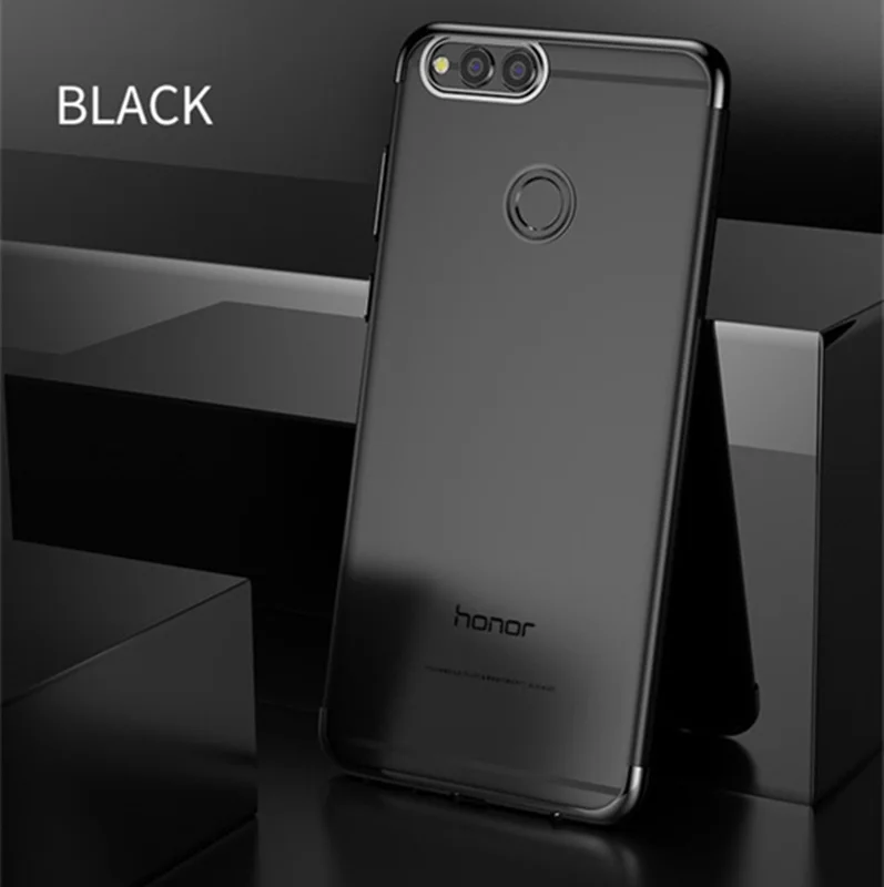 NFH мягкий чехол для Huawei Honor 7X роскошный силиконовый бампер ТПУ противоударный чехол для Huawei Honor 7 X прозрачная задняя крышка - Цвет: Black