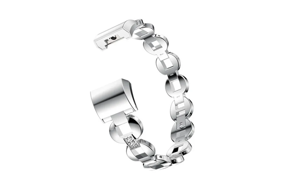 silver white ZENHEO смотреть группа Кристалл Нержавеющая сталь ремешок для Fitbit заряд 2 Смарт-часы гибкий Регулируемый замена Браслет - Цвет: silver white