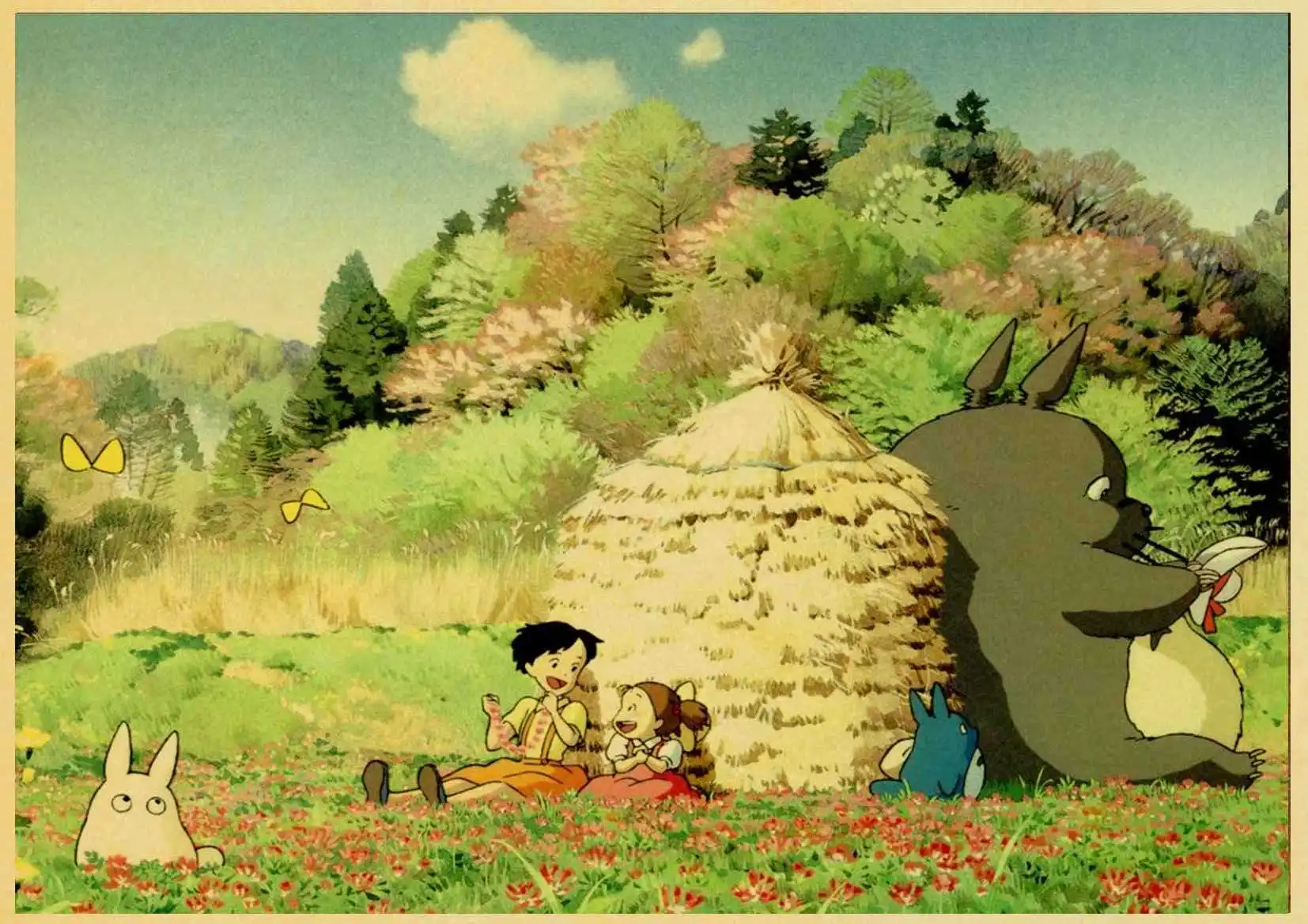 W042 Хаяо Миядзаки мультфильм фильм Tonari no Totoro ретро постер ВИНТАЖНЫЙ ПЛАКАТ настенный Декор для дома Бар Кафе для детской комнаты - Цвет: W042