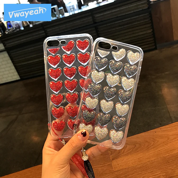 Ins горячий Любовник Сердце сверкающих Мощность для iphone IPX 10 6 7 8 Plus с Средства ухода