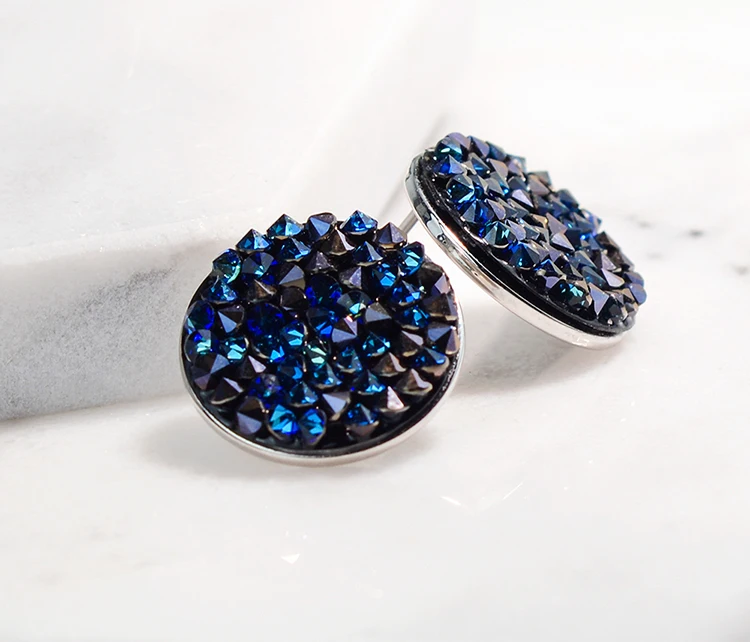 BAFFIN круглые серьги-гвоздики Роскошные Кристаллы от Swarovski проложить серебряный цвет пирсинг для женщин шикарный подарок синий цвет ювелирные изделия
