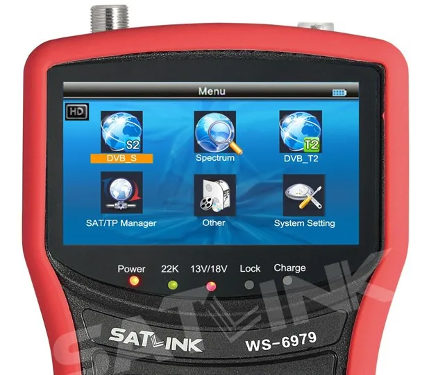 SATLINK WS-6979 DVB-S2& DVB-T2 комбо спутниковый искатель анализатор спектра satfinder метр 4,3 дюймов lcd WS6979