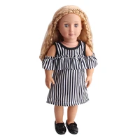 doll clothes black and white stripe dress toy accessories fit 18 inch girl dolls and 43 cm baby doll c210