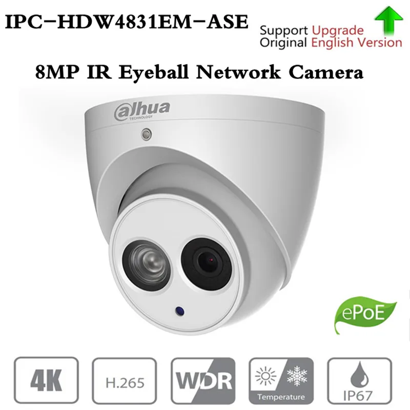 Dahua сетевая ip-камера 8 МП с глазным яблоком IPC-HDW4831EM-ASE H.265 WDR Smart Detect Встроенный микрофон 50 м IR Поддержка Micro SD карты IP67 PoE