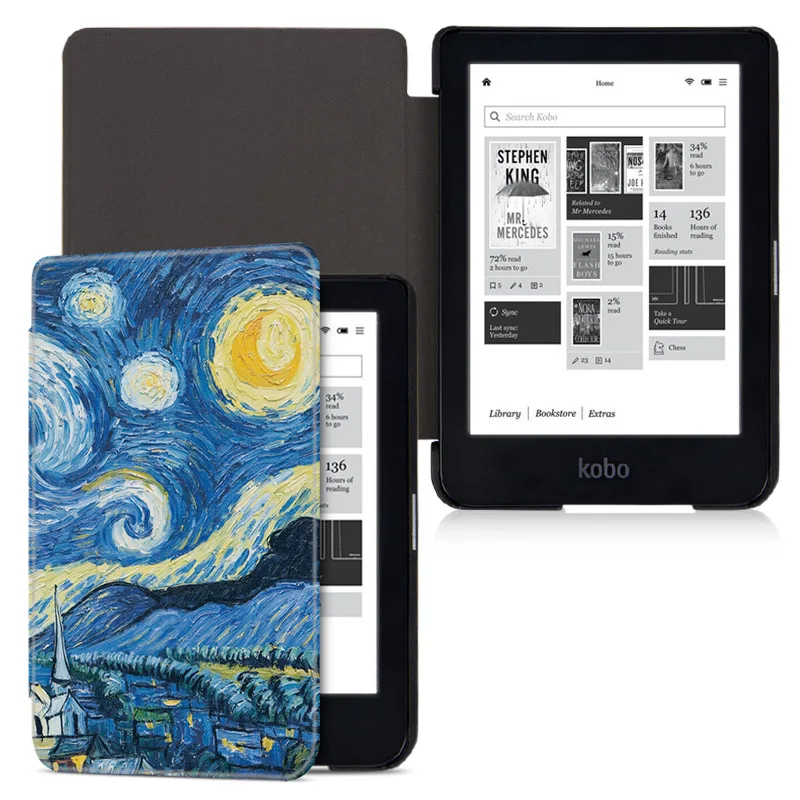 Магнитный чехол AROITA Smart Cover, новинка, 6 дюймов, Kobo Clara, HD, E-reader, с функцией автоматического пробуждения/сна, для kobo clara, hd, Ультратонкий чехол - Цвет: Starry Sky