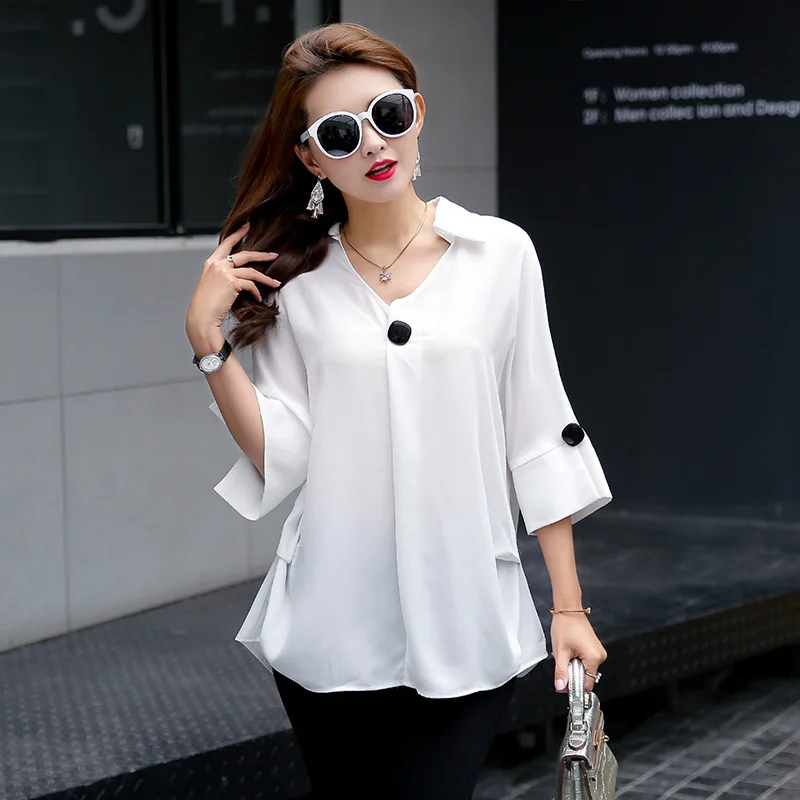 Plus Size L-5XL 6XL Blouse Women Shirts Summer Style Blusa Chiffon womens tops and blouses blusas mujer de moda 2019 |