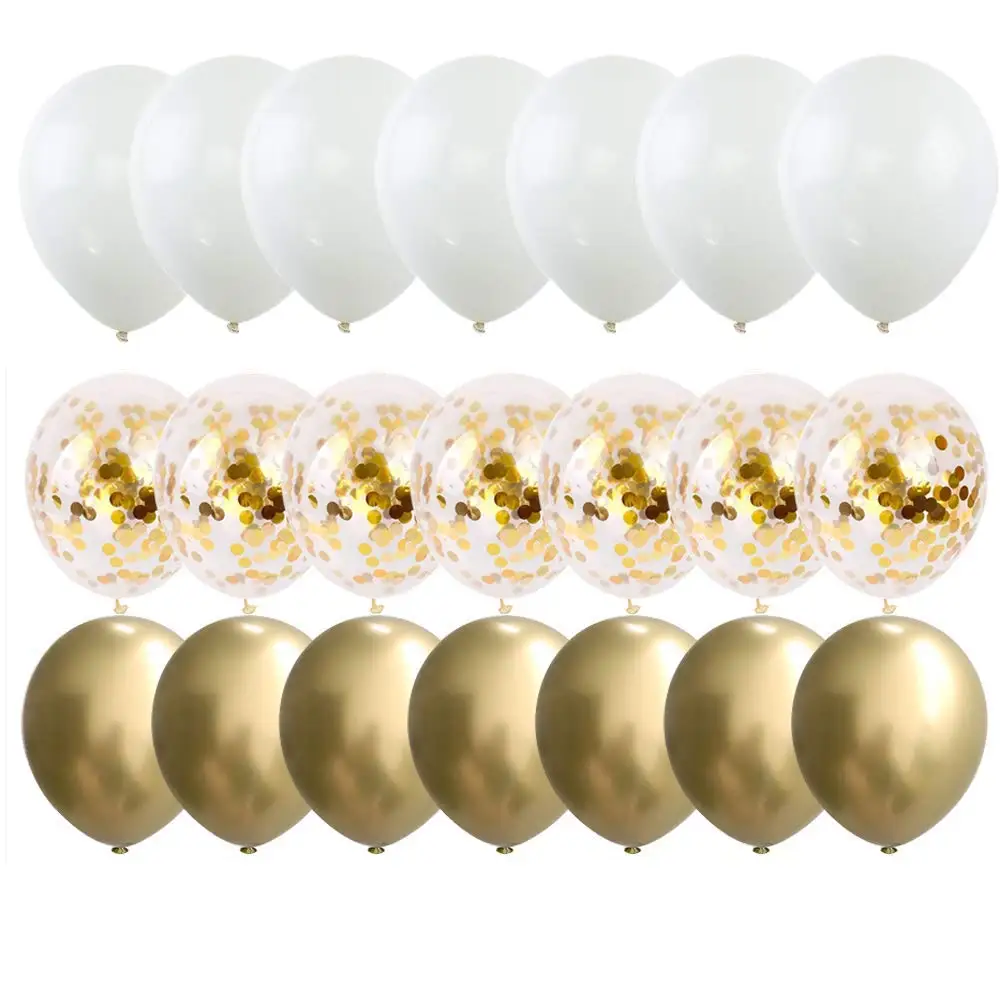 

60PCS White and Gold Confetti Balloons 12" Party Balloons