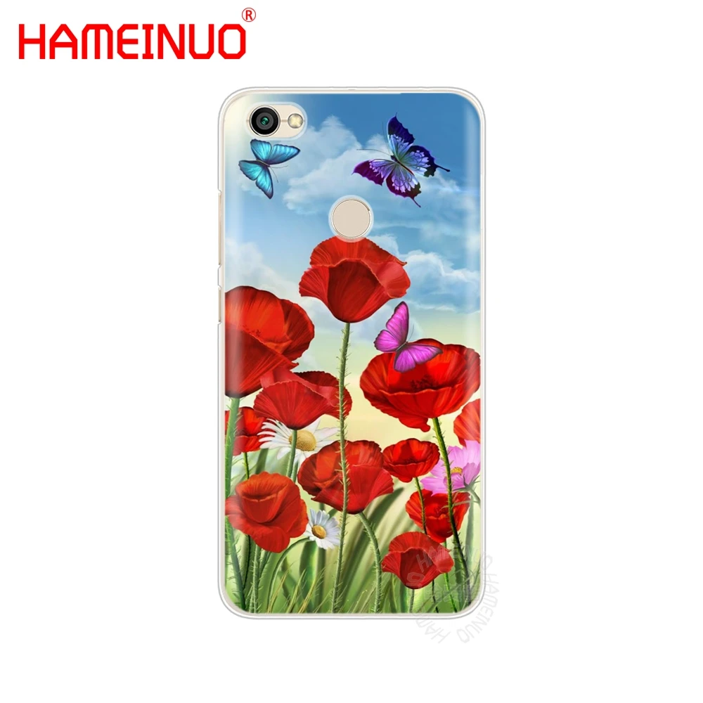 HAMEINUO Красный мак цветочный узор чехол для телефона Xiaomi redmi 5 4 1 1s 2 3 3s pro PLUS note 4X 4A