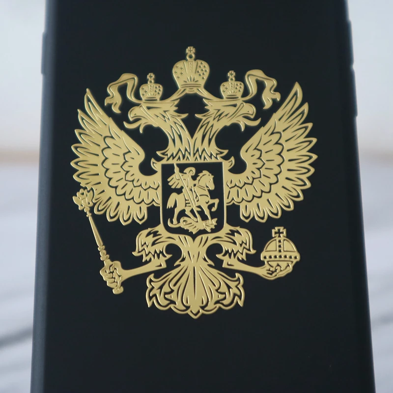 CK2725#34*39мм наклейки на авто 3D Герб России Никель Металл водонепроницаемые машину