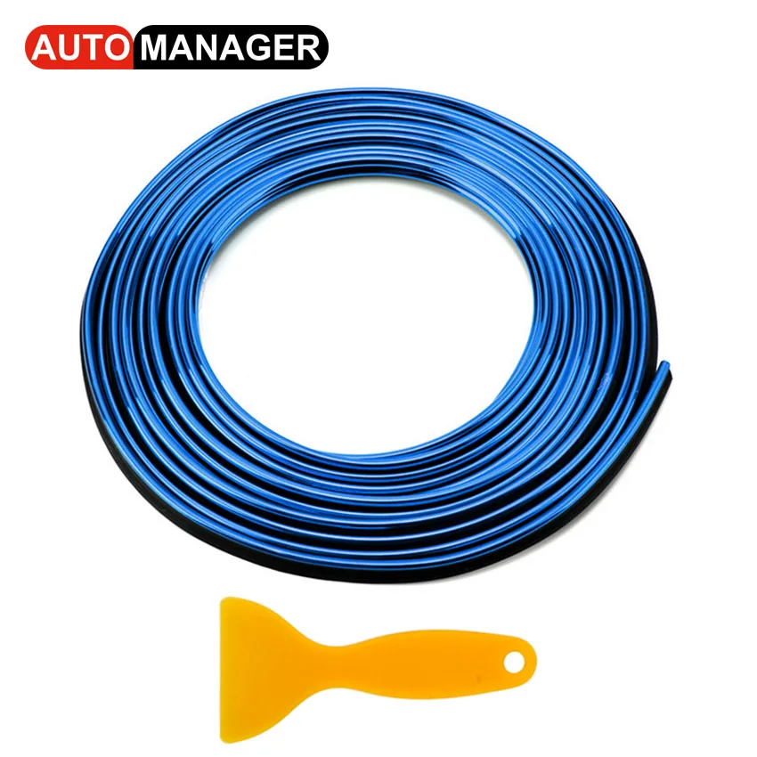 Plating Blue Декоративные полосы, Формовочная отделка для автомобильной двери, приборной панели, воздуховод, декоративная линия, автомобильные аксессуары, интерьер - Название цвета: Plating Blue