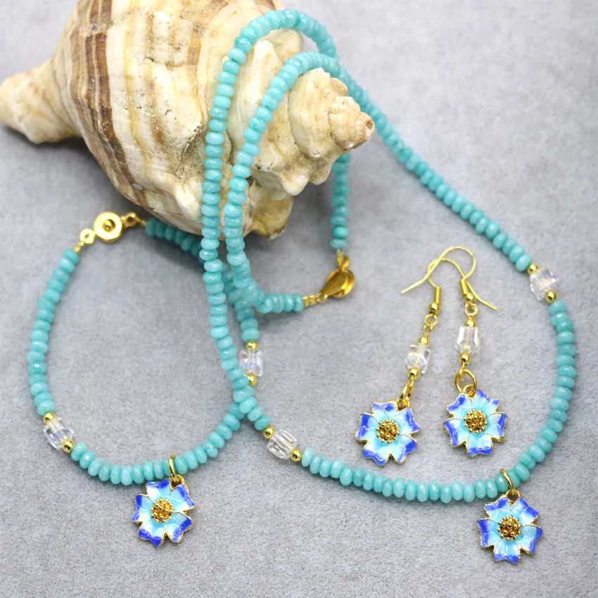 Элегантный амазонит камень 2*4 мм Abacus граненые бусины цепи ожерелье браслеты