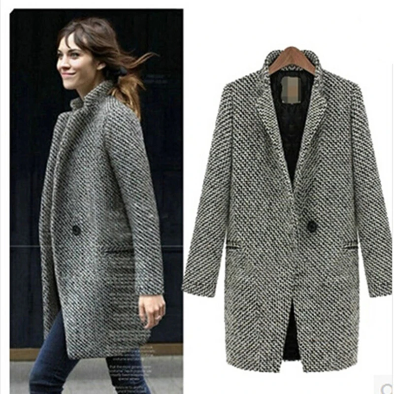 2016 новое осеннее и зимнее пальто для женщин шерсть верхняя одежда средней длины