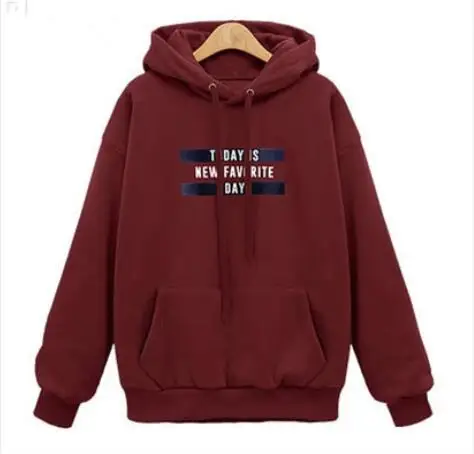 red hoodies Харадзюку Каваи Xxl Свитшот Спортивная Кофта Желтый Лозунг Корейский Оверсайз Худи Текст Женщина Буква Принт Лоскутный Женщина Кофта С Капюшоном Карман Кенгуру Длинная Линия Толстовка Капюшон Шнурок Повседневный - Цвет: red hoodies