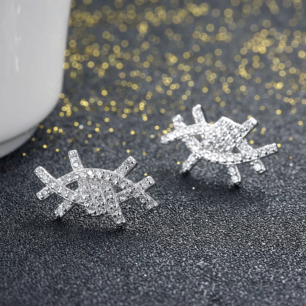 Charmian & Cecelia 925 пробы серебряные серьги гвоздики в форме глаз|stud earrings|925 sterlingearring studs