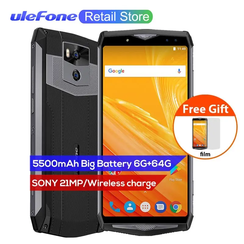 Ulefone power 5 6 0 &quotFHD 4G смартфон MTK6763 Восьмиядерный Android 8 1 ГБ + 64 21 МП 13000 мАч