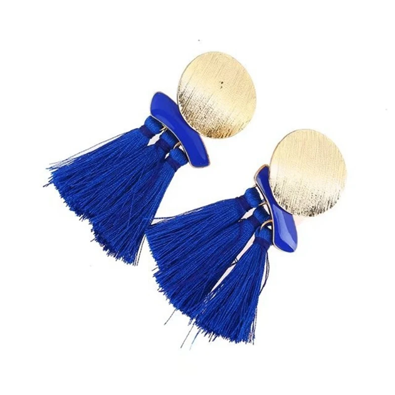 WXYZ Elegant Colorful Tassel Dangle Earring For Women Girls Drop Round Chip Accessories |