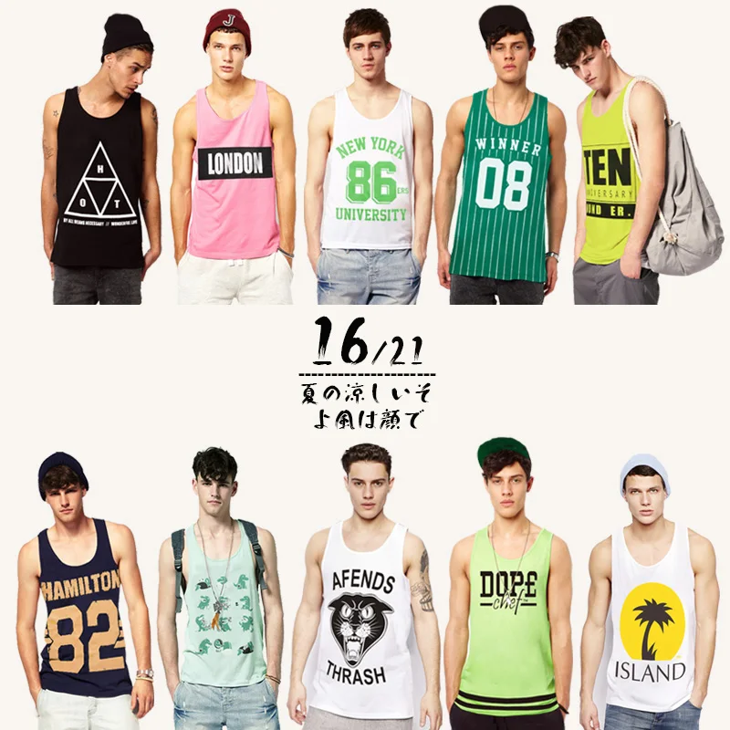 Мужской жилет из хлопка с принтом без рукавов|t-shirt sleeveless|fashion tank top mentank men |