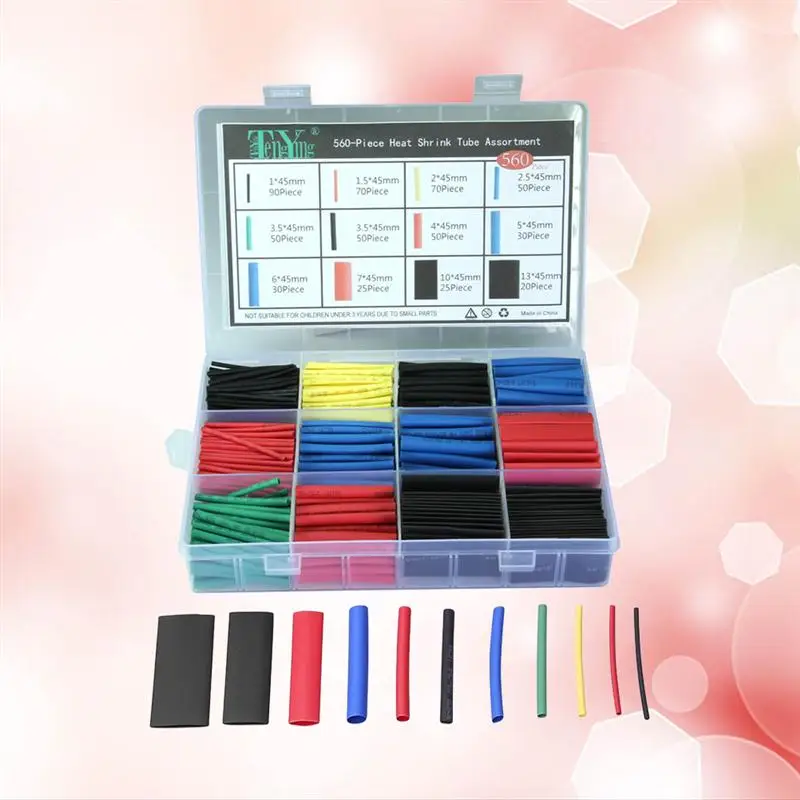 560PCS Heat Shrink Tube 12 Size 2:1 Insulation Kit Electrical Wire Cable for Coding Mechanical Protection Bundling | Инструменты