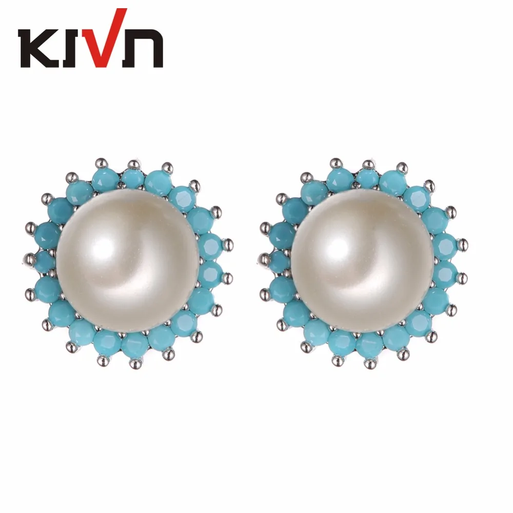 

KIVN Jewelry Flower CZ cubic Zirconia Womens Girls Stud Wedding Bridal Simulated Pearl Earrings Birthday Gift 6pcs Lot Wholesale