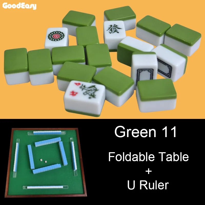 Green U Ruler Table JIESITE высокое качество путешествия мини Меламиновый Набор для игры в маджонг со складным столом с U линейкой забавная семейная настольная игра - Цвет: Green U Ruler Table