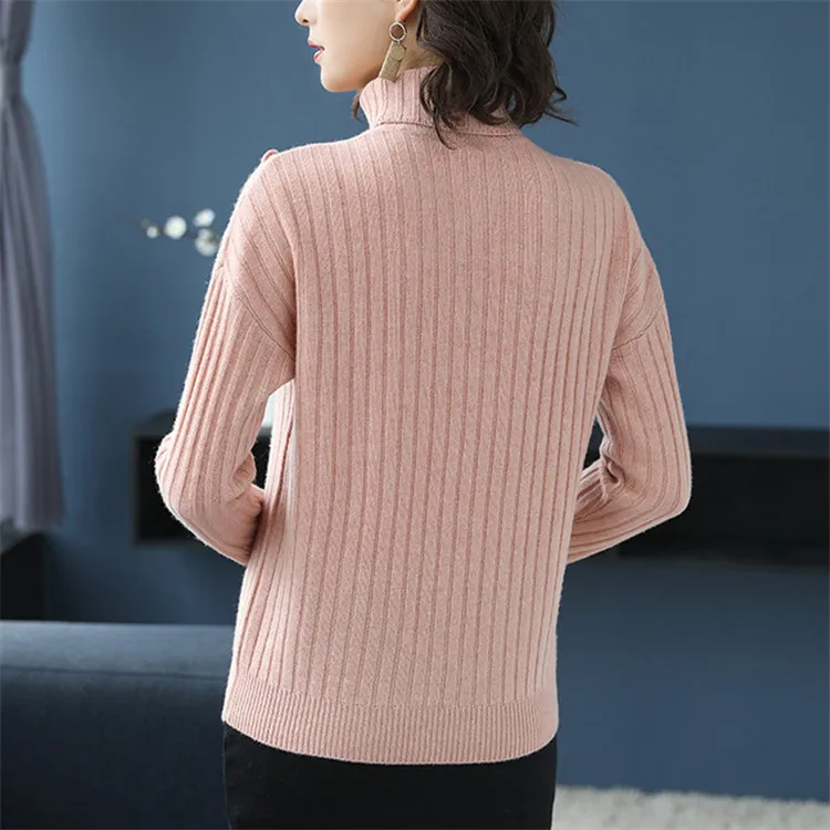 pure wool turtleneck knit women fashion cross lace up pullover sweater solid color S-M retail wholesale | Женская одежда