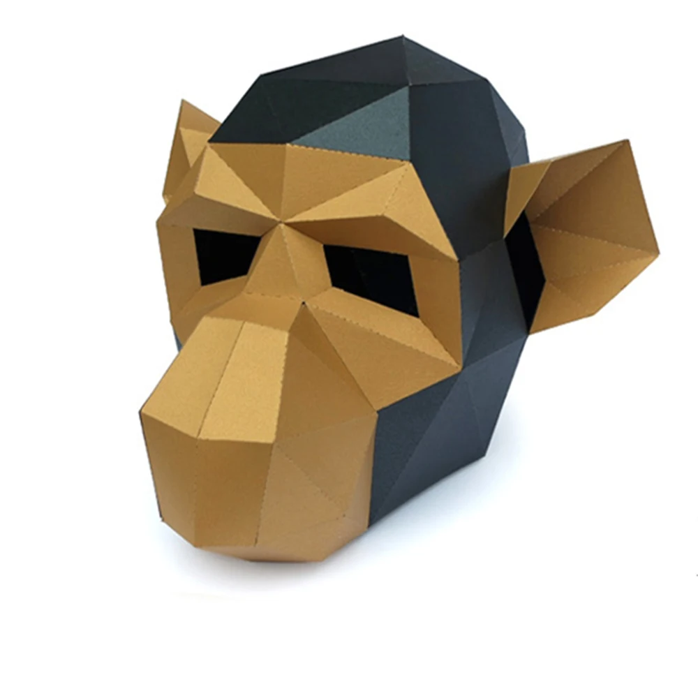 T12145 Хэллоуин маскарадный Косплей бумажная маска 3D бумажная модель космическая Library Бумага Ремесло картонный дом для детей игрушки животное Аватар - Цвет: T12145