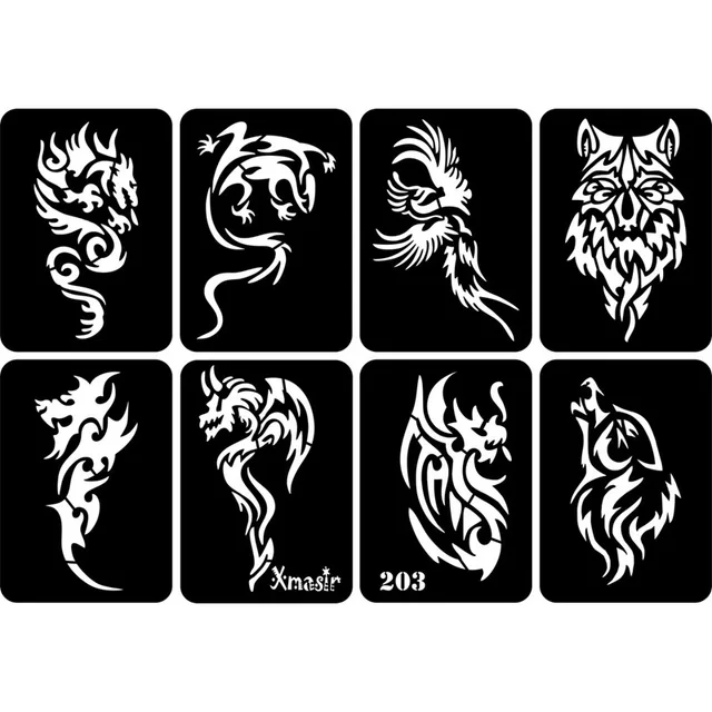 32pcs Airbrush Temporary Tattoo Stencil for Men Arm Back Body Art Painting DIY Glitter Templates Fake Tattoo Set 6.7cm*9.5 Cm 5