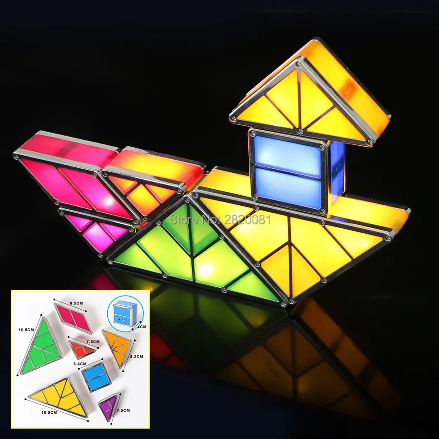 Магнитная головоломка Tangram Умный набор световых игрушек для украшения доски