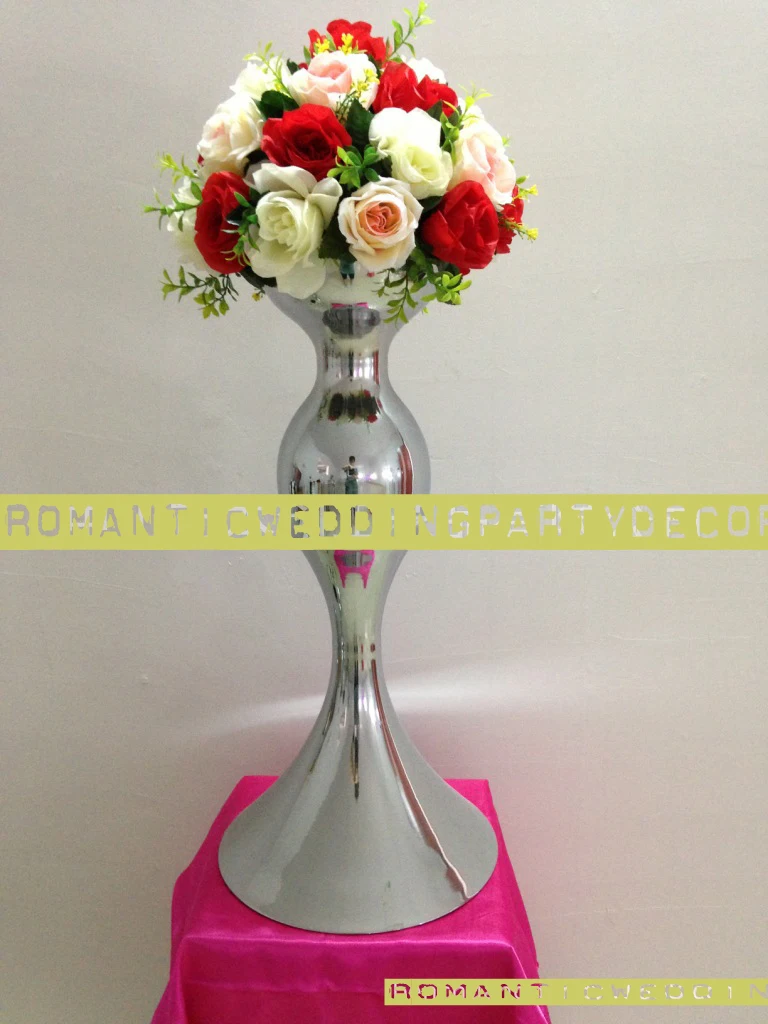 

10 PCS 63cm /24.8" Silver Wedding Table centerpiece Flower vase Wedding Table Decoration