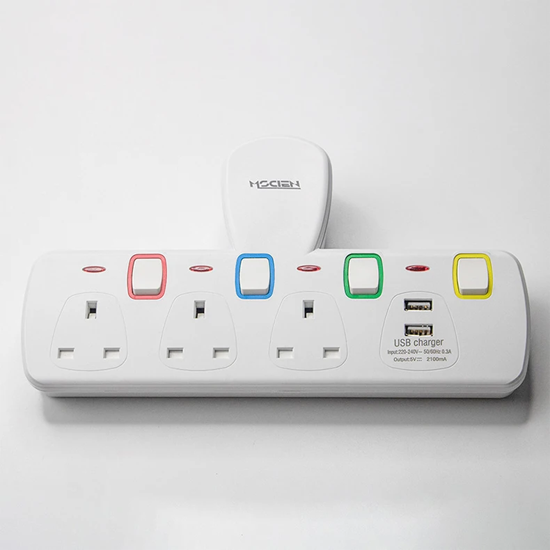Английская электрическая вилка с несколькими настенными розетками, usb-порты, Удлинительный адаптер, Индивидуально переключаемые розетки 13А 250 В