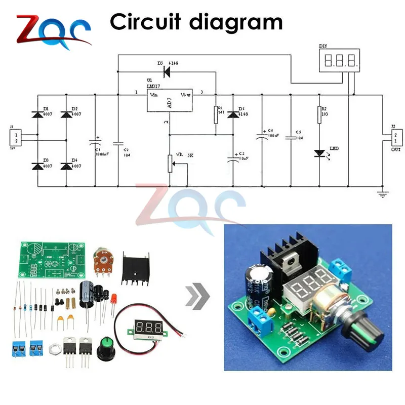 LM317 регулируемый регулятор напряжения комплект платы питания производство
