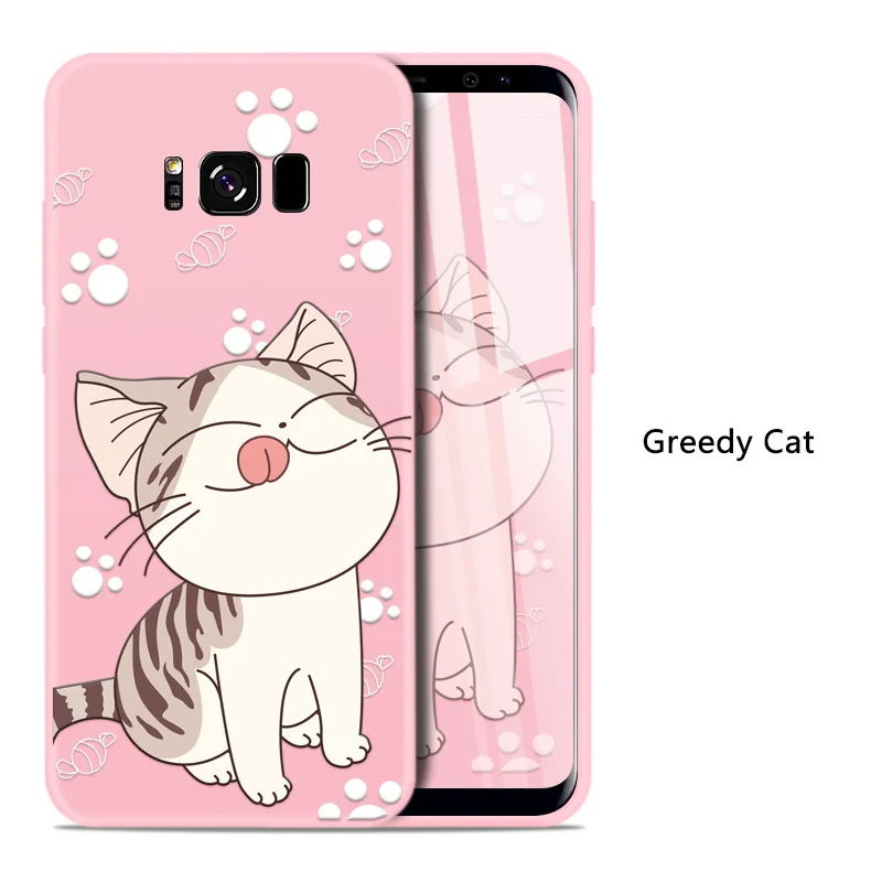 Greedy Cat ASINA чехол с милым животным для samsung Galaxy S8, чехол, 3D рельефный Силиконовый противоударный бампер для Galaxy S7 Edge S9 Plus S10 - Цвет: Greedy Cat