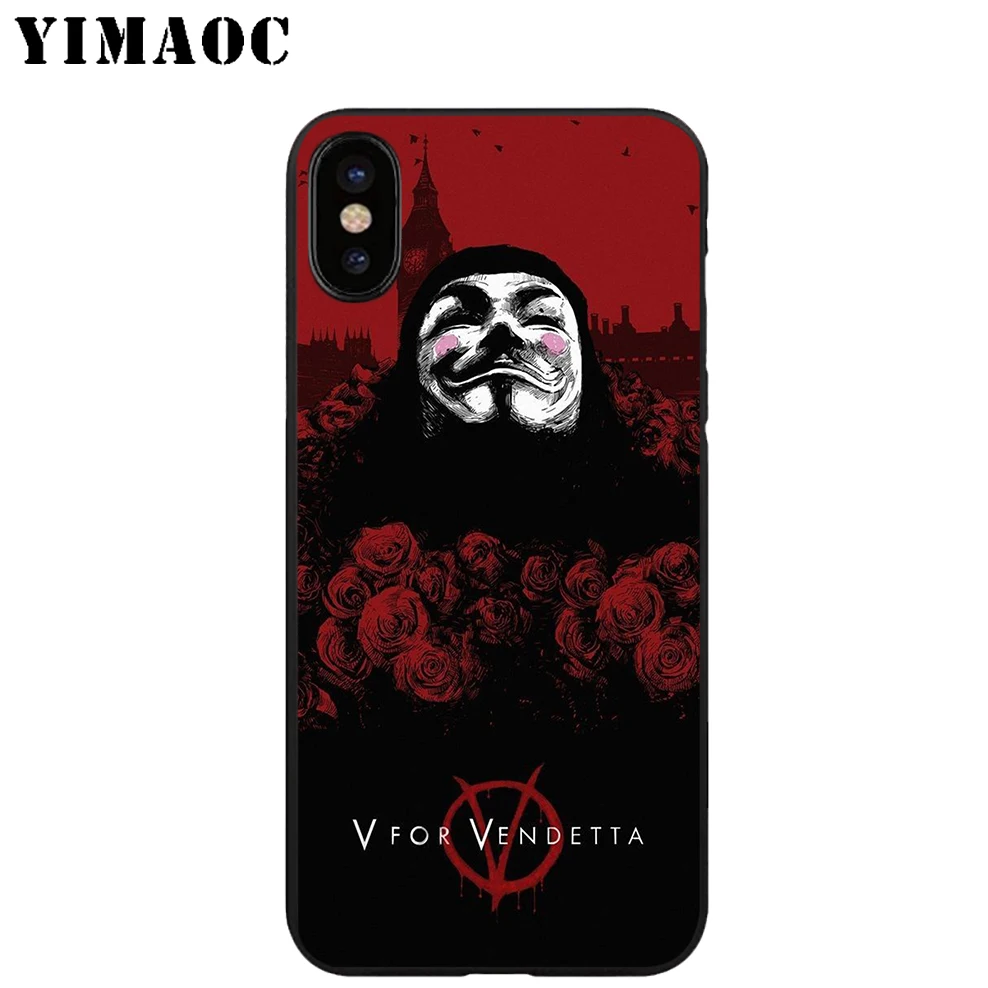 YIMAOC V для Vendetta Мягкий ТПУ Черный силиконовый чехол iPhone X или 10 8 7 6 6S Plus 5 5S SE Xr Xs Max |