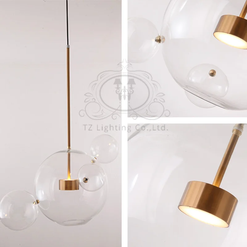 TZ Modern Bolle Pendant Lamp Glass Lampshade Bubble Light For Parlor Iron pendente industrial lustre industriel | Лампы и освещение